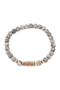 S18-11-2-83382JTG GRAY BLESSED NATURAL STONE STRETCH BRACELET/1PC