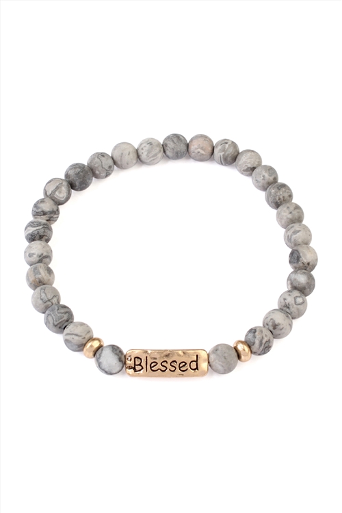 S18-11-2-83382JTG GRAY BLESSED NATURAL STONE STRETCH BRACELET/1PC