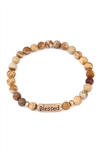 S18-11-2-83382LCTG BROWN BLESSED NATURAL STONE STRETCH BRACELET/1PC