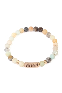 S18-11-2-83382POMG MULTI BLESSED NATURAL STONE STRETCH BRACELET-AMAZONITE/1PC