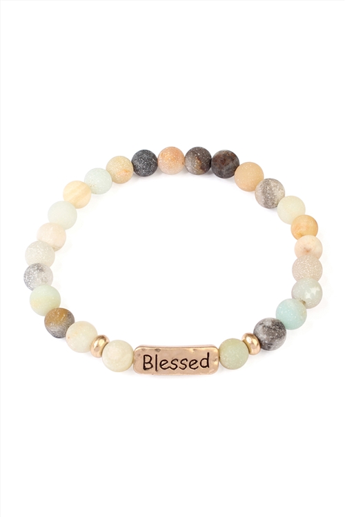 S18-11-2-83382POMG MULTI BLESSED NATURAL STONE STRETCH BRACELET-AMAZONITE/1PC