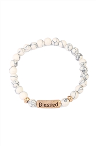 S18-11-2-83382WHG WHITE BLESSED NATURAL STONE STRETCH BRACELET/1PC