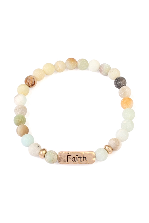 S7-4-1-83383POMG MULTI FAITH NATURAL STONE STRETCH BRACELET-AMAZONITE/1PC