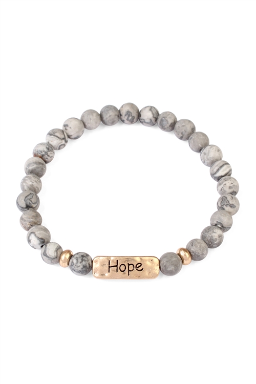 S17-10-2-83385JTG- HOPE NATURAL STONE BRACELET-GRAY/1PC