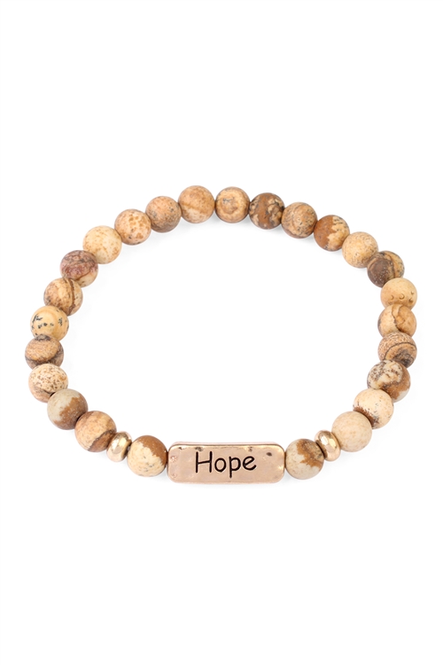 S17-10-2-83385LCTG- HOPE NATURAL STONE BRACELET-BROWN/1PC