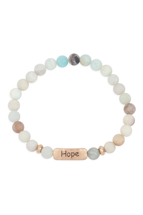 S17-10-2-83385POM-G - WG HOPE 6MM NATURAL STONE BRACELET - AMAZONITE/1PC