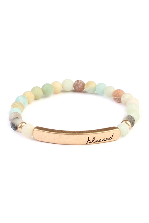 A2-3-2-83395POM-G MULTI COLOR BLESSED 6mm NATURAL STONE STRETCH BRACELET-AMAZONITE/1PC