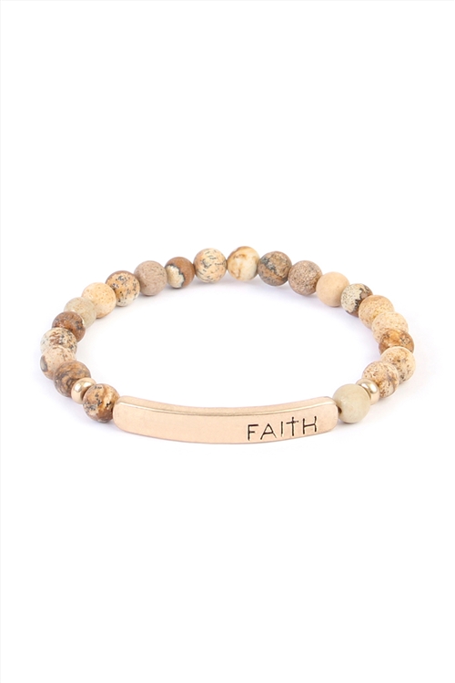 S7-6-2-83396LCT-G BROWN FAITH NATURAL STONE BRACELET/1PC