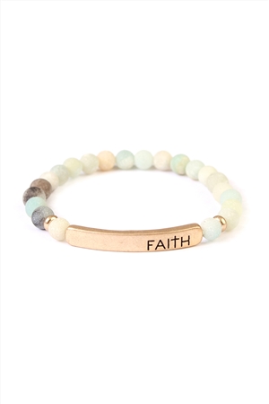 S1-1-1-83396POM-G MULTI COLOR FAITH 6mm NATURAL STONE BRACELET/1PC