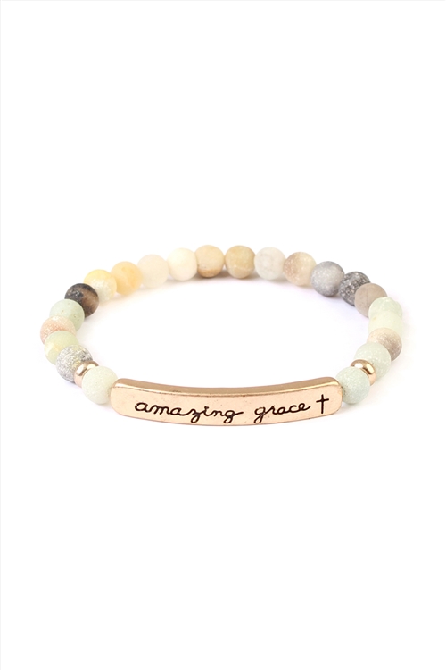 S23-9-2-83397POM-G MULTI COLOR AMAZING GRACE 6mm NATURAL STONE BRACELET-AMAZONITE/6PCS