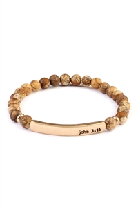 SA4-3-2-83398LCT-G-JOHN 3:16 6mm NATURAL STONE STRETCH BRACELET-BROWN/1PC