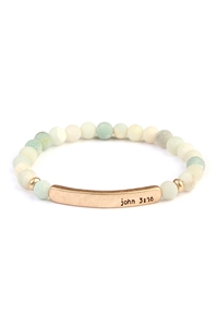 SA4-3-2-83398POM-G - JOHN 3:16 6mm NATURAL STONE STRETCH BRACELET-AMAZONITE /1PC