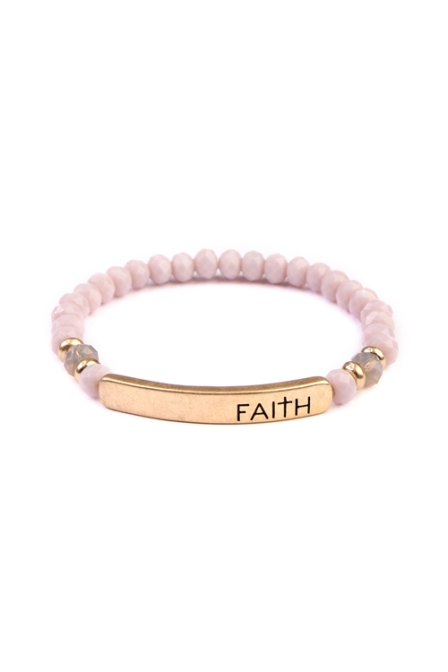 A2-3-4-83400LAM-G - FAITH GLASS STRETCH BRACELET-PINK/1PC