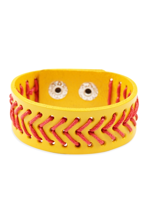 S22-8-1-83436JO-S - SOFTBALL LEATHER BRACELET/6PCS