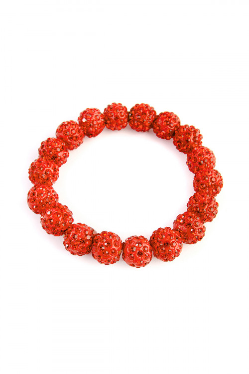 237-G-83490HY ORANGE SHAMBALLA STRETCH BRACELET/6PCS