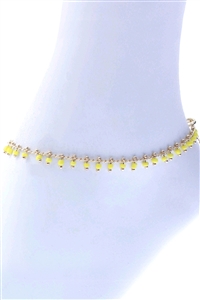 A2-3-3-83539AJO-G - SEED BEAD DROP CHARM ANKLET - YELLOW GOLD/1PC