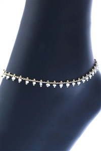 A2-3-5-83539AWH-G - SEED BEAD DROP CHARM ANKLET - WHITE GOLD/1PC