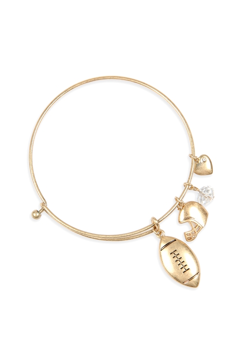 A1-1-3-83713-WG - FOOTBALL MESSAGE BANGLE - GOLD/6PCS