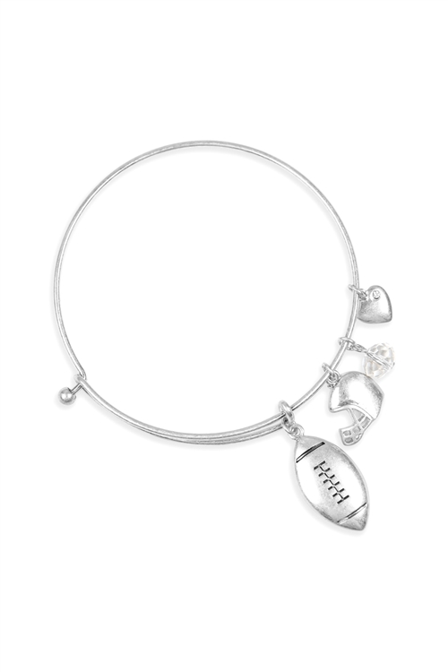 A1-1-3-83713-WS - FOOTBALL MESSAGE BANGLE - SILVER/6PCS