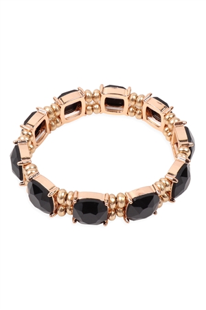 A2-4-2-83883JT-G- CUSHION CUT W/ BEADS BRACELET-BLACK/1PC