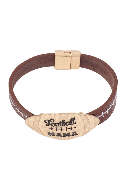 A3-3-3-83912STOWG- FOOTBALL MAMA MAGNETIC STRAP BRACELET-BROWN/6PCS