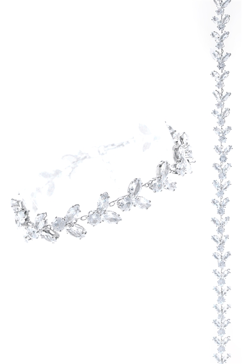 A3-3-3-84085CR-R - CUBIC ZIRCONIA MARQUISE TRAIL BRACELET - CRYSTAL SILVER/1PC