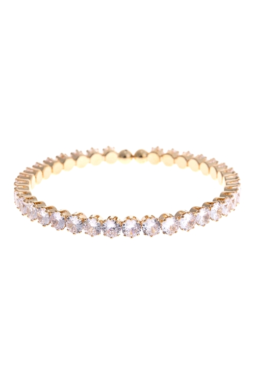 S1-1-1-84177CR-G - CUBIC ZIRCONIA 5MM ROUND STONE CUFF BRACELET-CRYSTAL GOLD/1PC (NOW $4.00 ONLY!)