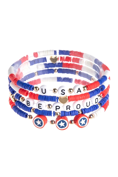 A1-1-2-84320MU-G - USA ACCENT BE PROUD STACKABLE BRACELET SET/1PC