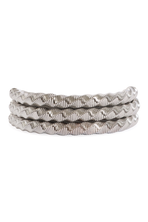 S5-6-3-84448-R - 3 ROWS TWISTED OMEGA BRACELET-SILVER/1PC