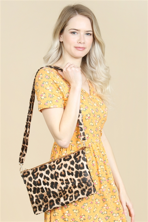 S20-8-5-8623LPD- CROSSBODY WRISTLET BAG - LEOPARD/3PCS