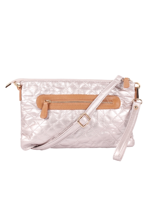 S20-11-1-8627BL - WOMEN'S DIAMOND QUILTED CROSSBODY WRISTLET BAG - BLUSH/1PC