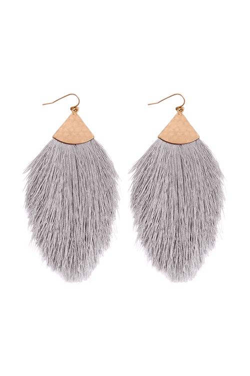 A2-3-3-A6E2068GRY - TASSEL DROP EARRINGS - GRAY/1PC