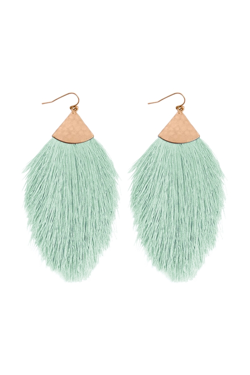 S25-6-5-A6E2068MT- TASSEL DROP EARRINGS - MINT/1PC