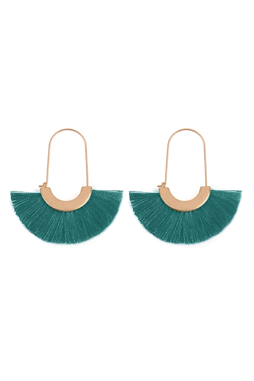 S25-8-3-A8E2143TL - FRINGED FAN SHAPE EARRINGS/6PAIRS