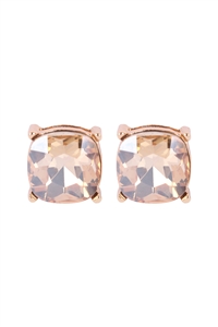 SA3-1-4-AE0088CHAM - GLASS CUSHION POST EARRINGS- CHAMPAGNE/1PC