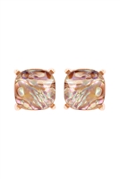 S24-1-3-AE0088GD-ABL- GLASS CUSHION POST EARRINGS ABL BROWN /1PC