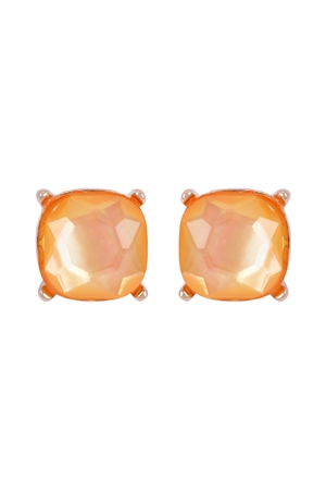 A1-3-3-AE0088GD-CPM - GLASS CUSHION POST EARRINGS GLITTERS-CAMEL/1PC