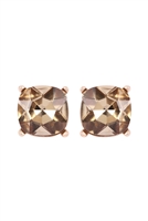 S18-8-2-AE0088GD-LCT - GLASS CUSHION POST EARRINGS-BROWN/1PC