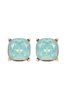 A1-1-2-AE0088GD-MNO - GLASS CUSHION POST EARRINGS-MINT/1PC