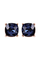 A1-1-2-AE0088GD-MON - GLASS CUSHION POST EARRINGS-MONTANA BLUE/1PC