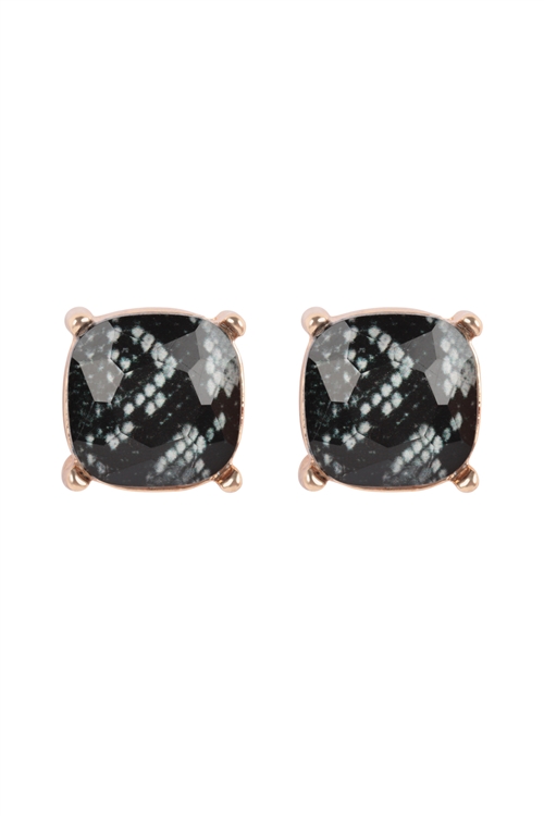 S1-5-2-AE0088SNK3 - GLASS CUSHION POST EARRINGS-SNAKE3/1PC