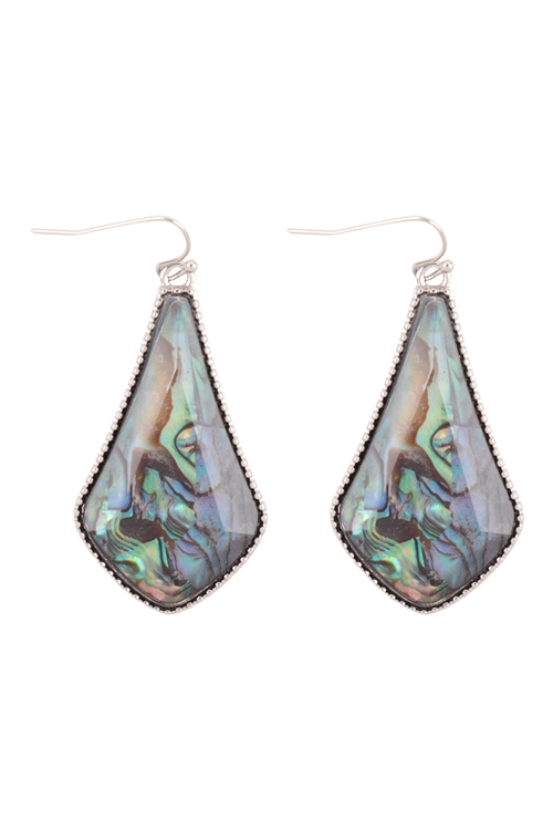 SA4-1-5-AE0330RD-ABL - SILVER ABALONE NATURAL EPOXY DROP FISH HOOK EARRINGS/6PCS