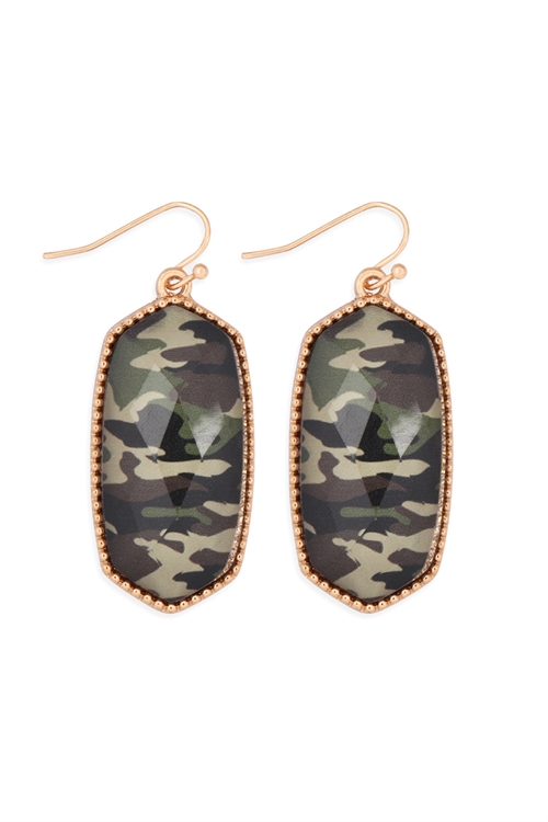 S6-4-1-AE0331GD-CAM1-OVAL EPOXY DROP FISH HOOK EARRINGS-GOLD CAMOUFLAGE/1PC (NOW $1.50 ONLY!)