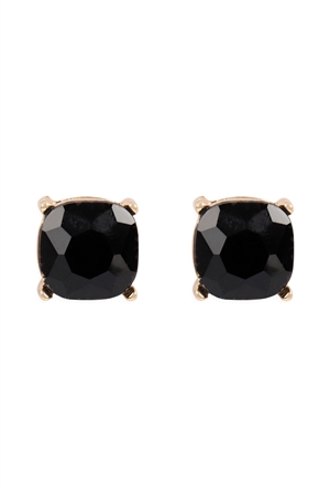 S22-2-4-AE0333BK-GLITTER EPOXY STUD EARRINGS-BLACK/1PC