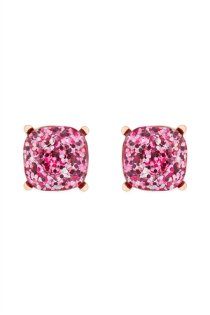 S22-2-4-AE0333FSH-GLITTER EPOXY STUD EARRINGS-FUCHSIA/1PC