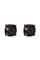 S7-5-5-AE0333GBK - GLITTER EPOXY STUD EARRINGS - GOLD BLACK/1PC