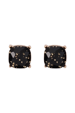 S7-5-5-AE0333GBK - GLITTER EPOXY STUD EARRINGS - GOLD BLACK/1PC