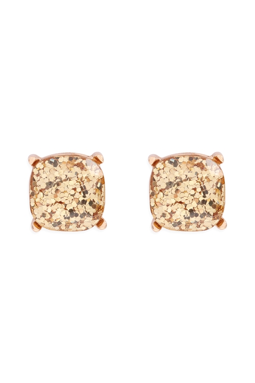 A2-3-3-AE0333GD-GLITTER EPOXY STUD EARRINGS-GOLD/1PC