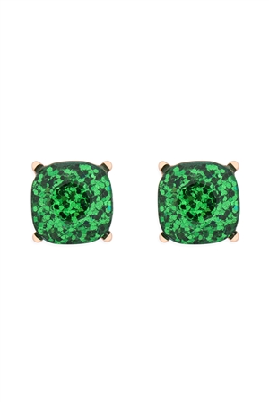 A1-1-3-AE0333GRN-GLITTER EPOXY STUD EARRINGS-GREEN/1PC