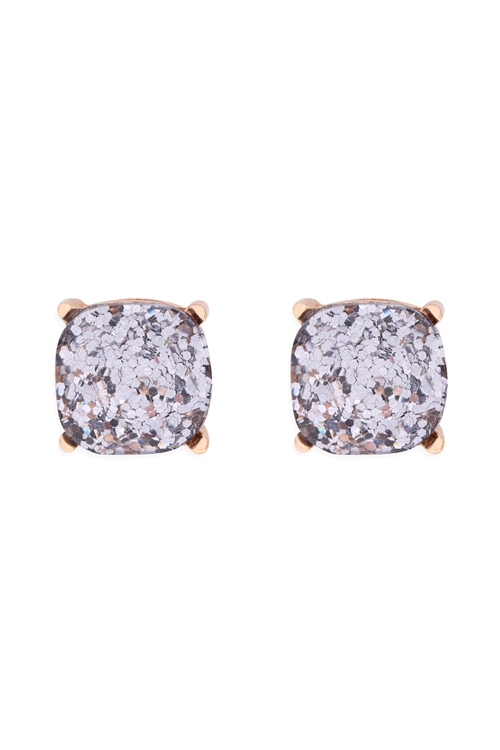 S22-2-4-AE0333GRY-GLITTER EPOXY STUD EARRINGS-GRAY/1PC